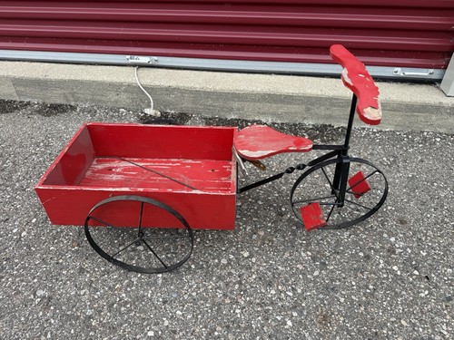 💙RARE ANTIQUE 1930s KIDS CHILD PEDAL TRICYCLE DELIVERY CYCLE RED WOOD WAGON