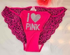 Vintage 2012 PINK Victoria  s Secret String I LOVE PINK Graphic Bikini Panties M