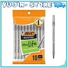 BIC Round Stic Xtra Life Black Ballpoint Pens, Medium Point 1.0mm , 10-Count