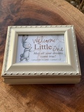 New baby keepsake box hinged lid black velvet add photo