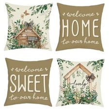 Farmhouse Home Sweet Home Throw Pillow Covers 18x18 Inch Set of 4 Cottage