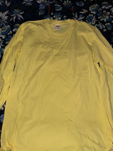 Tee shirt blanc jaune manches longues Supreme Hanes taille L