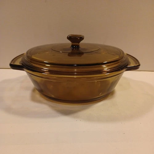 Vintage Anchor Hocking 1.5 Quart Amber Brown Casserole Dish With Lid
