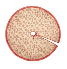 Winter Wonder Lane 48 Inch Burlap / Red Glitter Snowflake Red Border Tree skirt