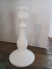 Vintage Fenton Hobnail Milk Glass 9" Candlestick Holder