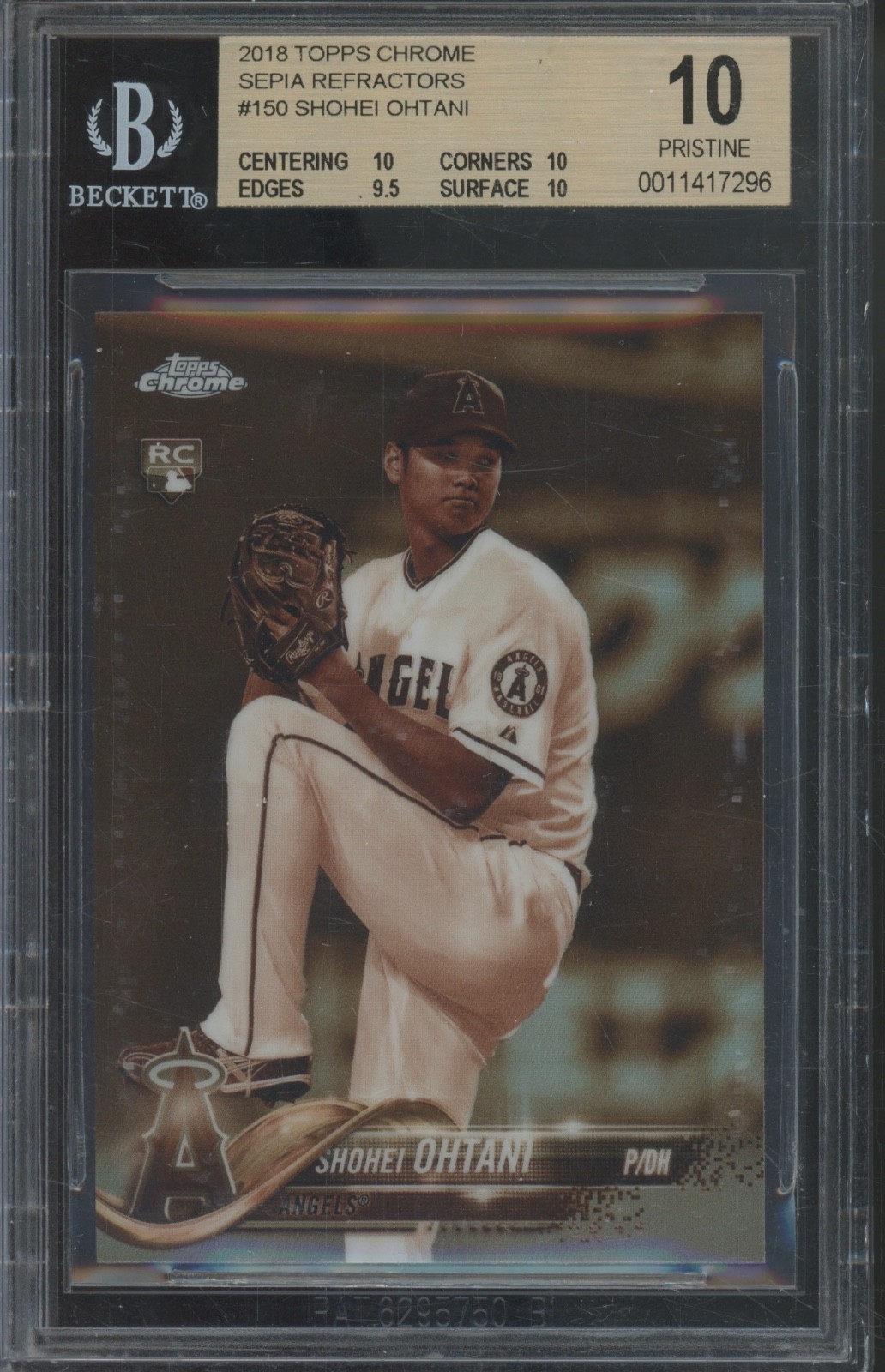 2018 Topps Chrome Sepia Refractor #150 Shohei Ohtani RC Rookie Pristine BGS 10