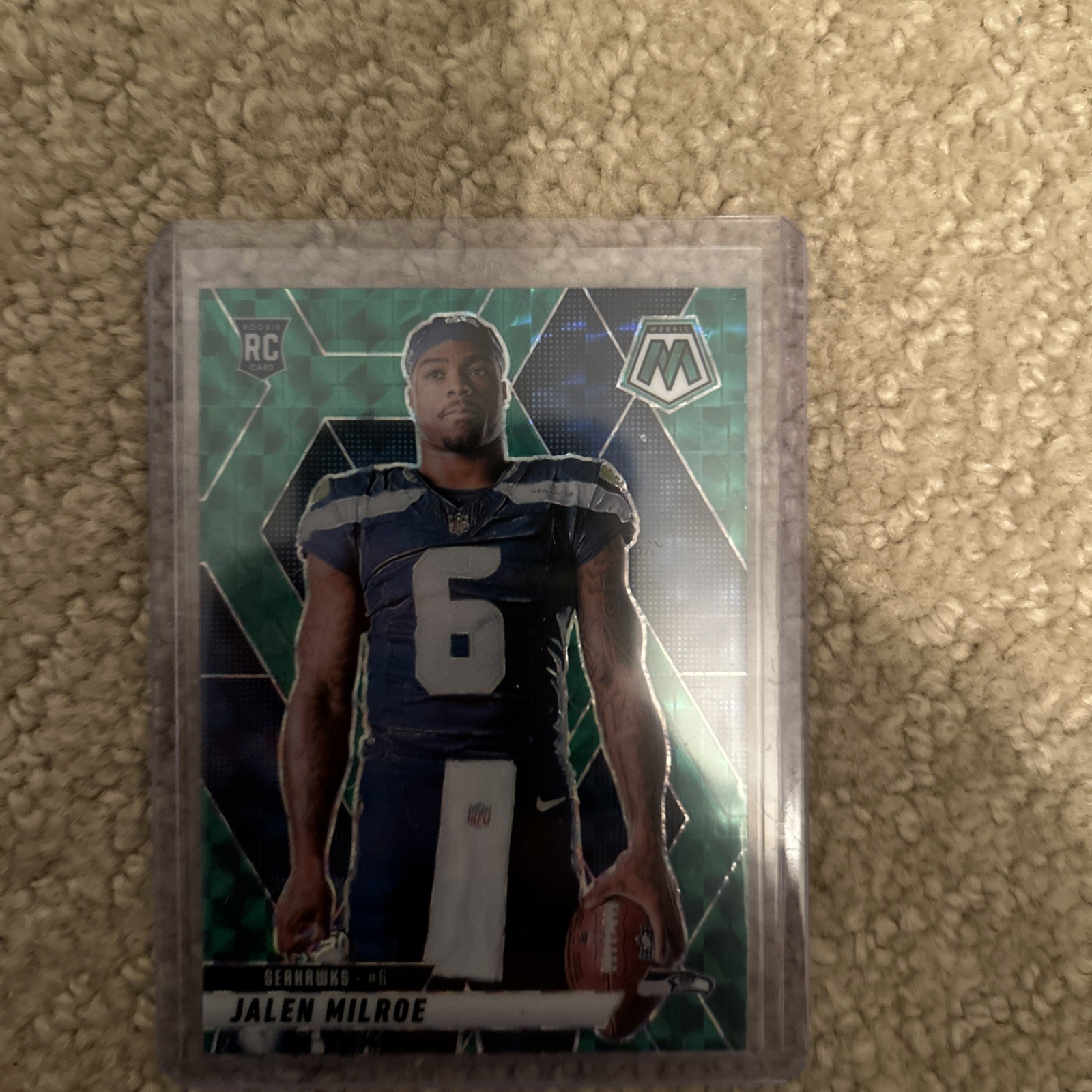 2025 Mosaic JALEN MILROE #283 RC Rookie Variation Green Mosaic Prizm - Seahawks