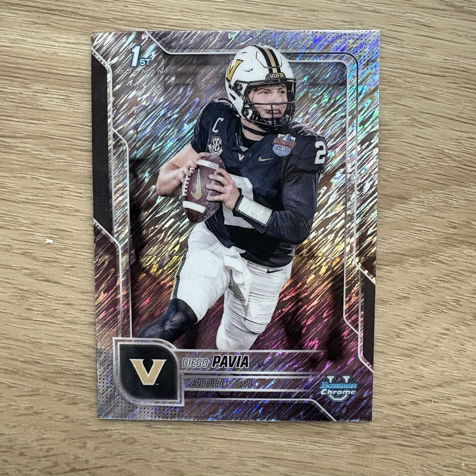 2025 Bowman Chrome University Diego Pavia 1st Shimmer Vanderbilt #190