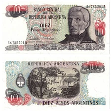 1985 Argentina P313a2 10 Pesos  Series A UNC