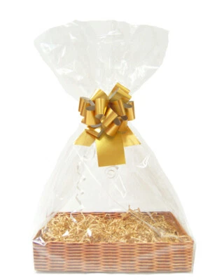 JAFFA IMPORTS Make Your Own Gift Basket DIY Hamper Kit - 30cm Tray, Shred, Bag, Gold Bow, Tag