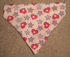 Patriotic 4th July Dog Bandana Hearts Stars - beige - 5 sizes XS-XL