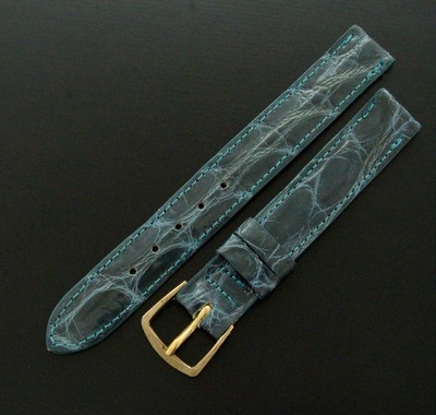 Ladies' 13mm Regular Length Sea Blue GENUINE Crocodile Watch Strap/Band 
