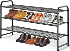 3-Tier Long Shoe Rack for Closet Metal Shoe Organizer for Entryway, Wide Stac...