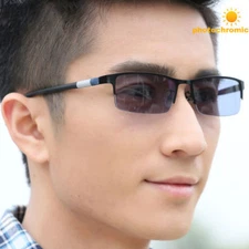Fashion Half Rimless Photochromic Reading Glasses +1.00~+4.00 Sunglasses Goggles