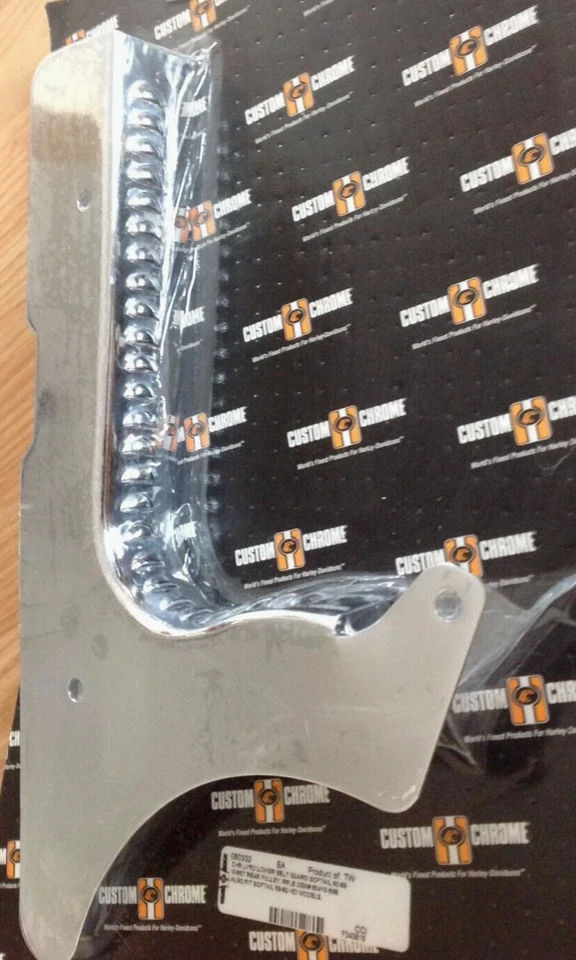 Chrome Louver Lower Belt Guard Harley Softail Models 1993-99 w/ 65 Tooth Pulley - Image 2 of 4