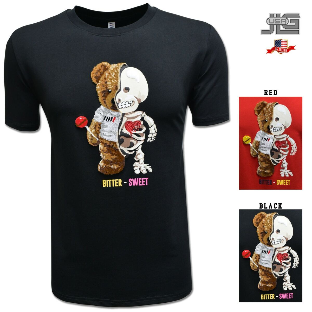 Bitter-Sweet　T-Shirt　Fashion　graphic　Sweet　Bitter　Skeleton　Bear　New　Tee　eBay