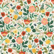 Rifle Paper" Camont"  French Farmhouse in Poppy Fields in Cream Fabric 