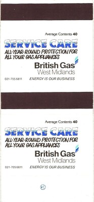 Service Care, Gas Appliances, British Gas West Midlands, Vintage Matchbook Cover