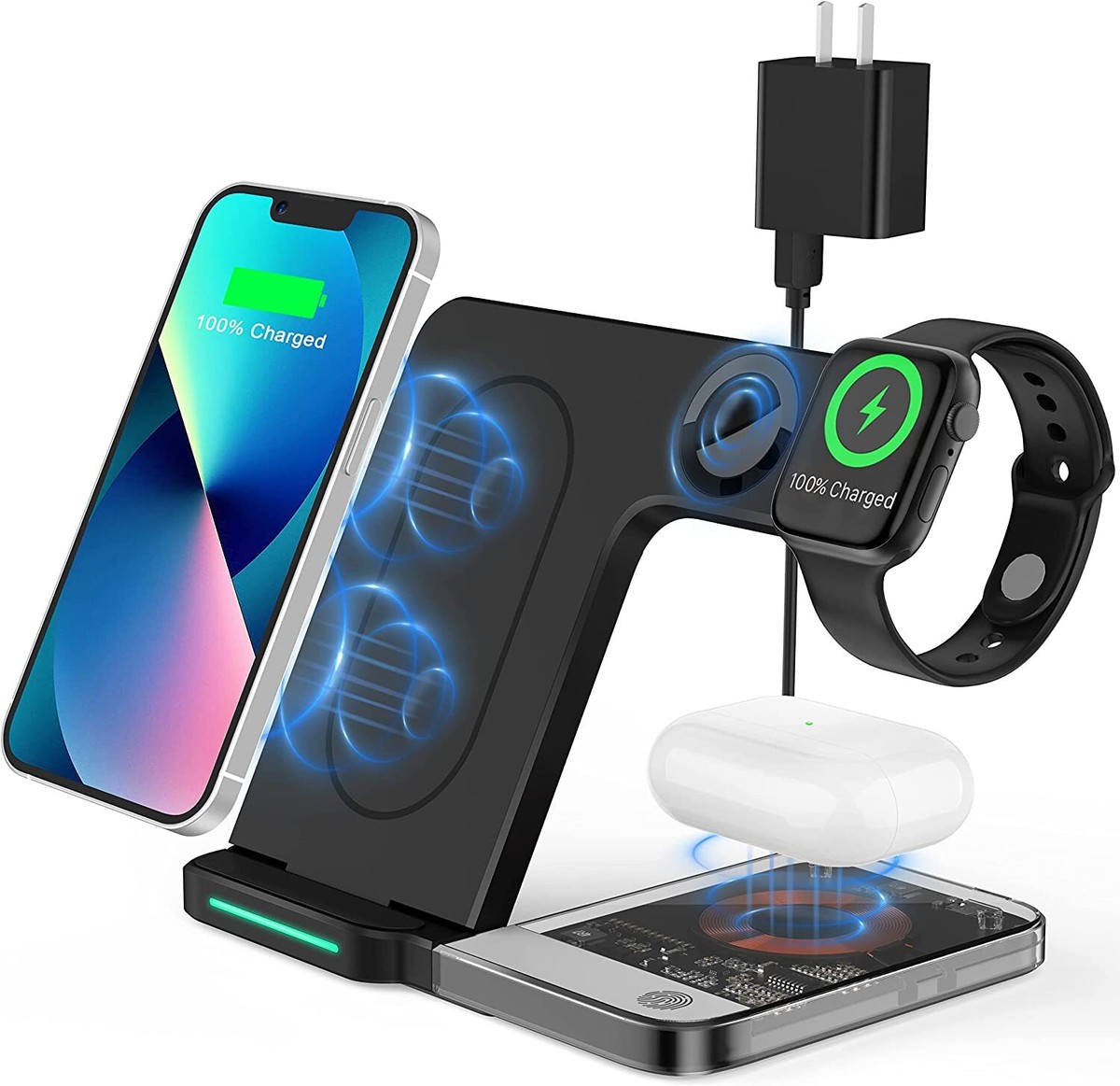 スマホアクセサリー 3-in-1 Wireless Charging Stand Amazon.com: Wireless Charging Station, 3 in 1 Fast Wireless