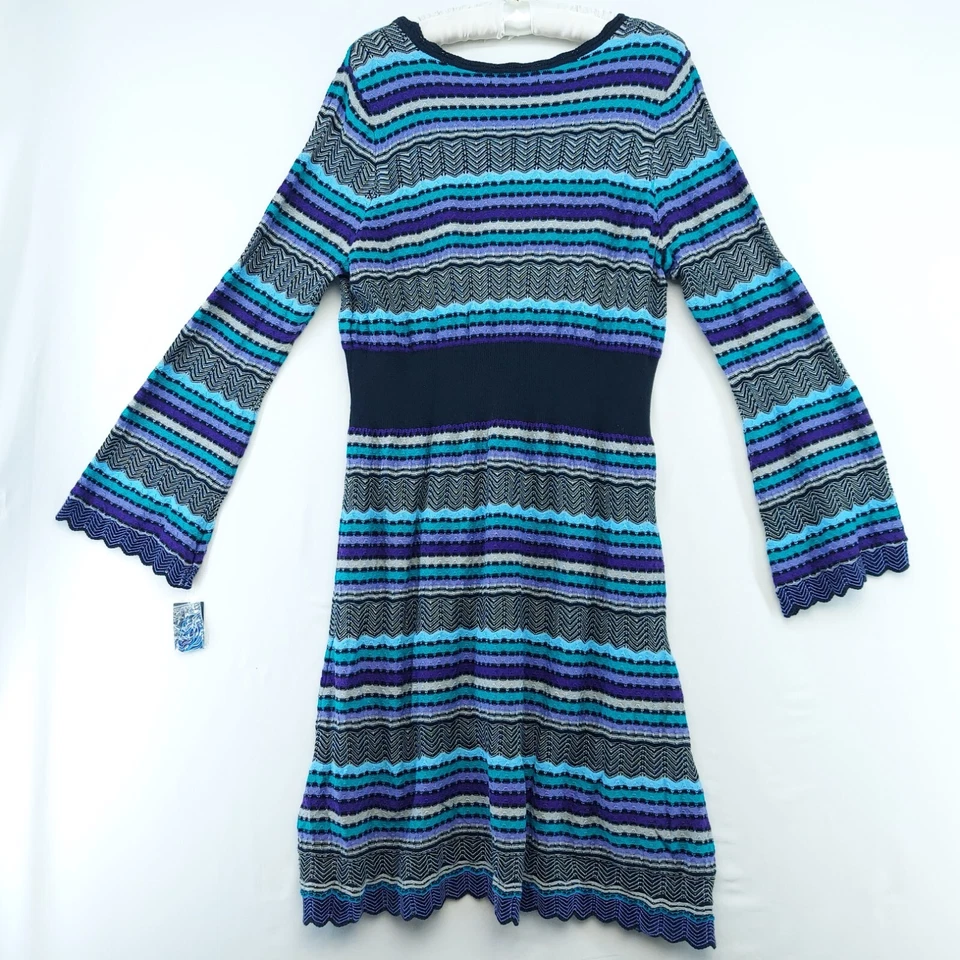 Nuevo vestido INC para mujer con etiquetas talla 0X, 100 % algodón, zig zig negro azul púrpura Foto 4 de 4