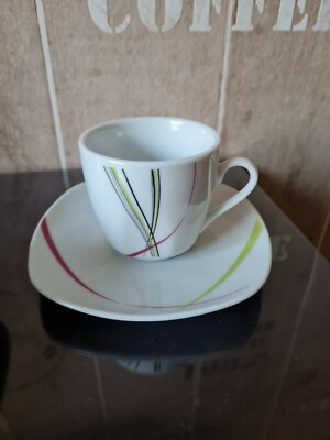 2er Set Espresso Tassen + Untertassen Van Well Fashion Porzellan Espressotassen 