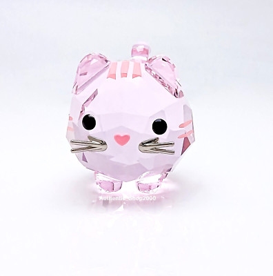 New 100% SWAROVSKI Crystal Chubby Cats Pink Cat Figurine Deco