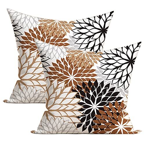 Decorative Throw Pillow Covers 18x18 Set Of 2 - Black & White Abstract Velvet, Boho Modern Pillowcases For Couch & Bed - View #2