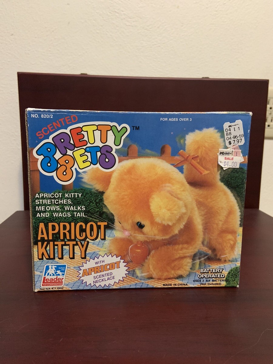Vintage Pretty Pets Apricot Kitty Motion Battery Operated Toy Cat Open Box