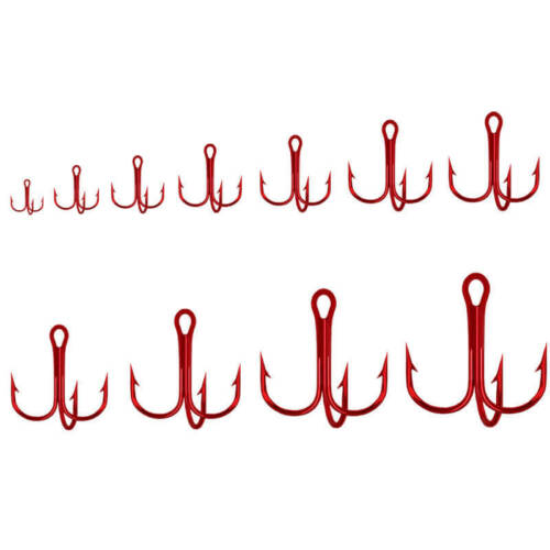 100 pièces crochet de pêche rouge barbelé acier à haute teneur en carbone 1/0-3/0 1-12# crochet leurre aigle - Photo 1/17