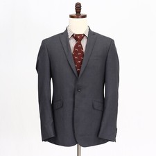 Kenneth Cole 40R Gray Sport Coat Blazer Jacket Solid 2B Polyester