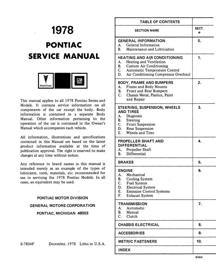 Pontiac 1978 manual de servicio - juego de 2 voltios Foto 3 de 3