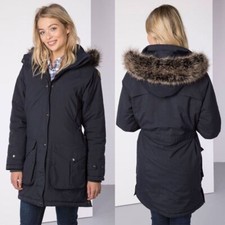 Ladies Long Winter Coat Hooded Women's Waterproof Jacket Thick 2 Colours Rydale