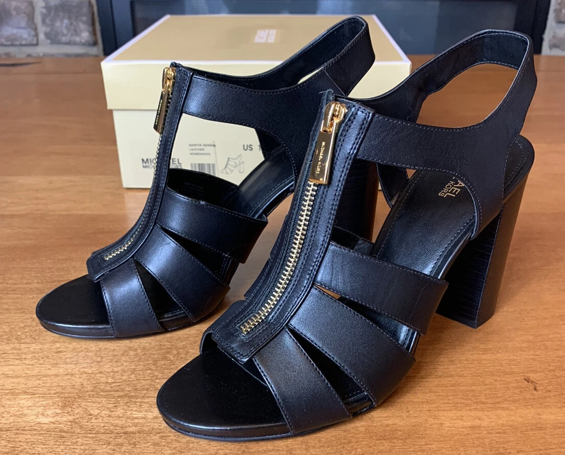 MICHAEL Michael Kors Damita Block Heel Sandals Black Size 10