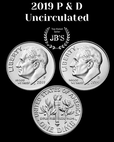 2019 P&D Roosevelt Dime 2 coin Set BRILLIANT UNCIRCULATED *JB's Coins*