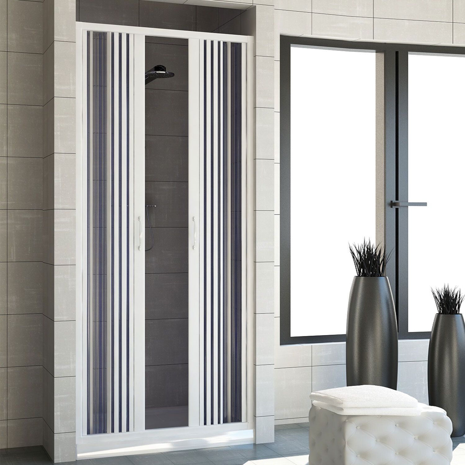 BOX DOCCIA PORTA PARETE NICCHIA 1 LATO A SOFFIETTO PVC 14 COLORI SU MISURA 110CM