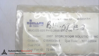 MOELLER PRECISION TOOL MUC022-025 P=13.2600 B=12 D6 - QTY 8 - PRESS FI,  #268255