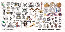 1/12 Scale Waterslide Decals for Action Figure tattoos: Military themed designs