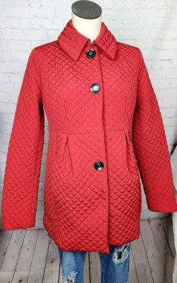 Betsy Johnson Quilted Coat Bow Leopard Lined Romantic Retro MOD Preppy Size S
