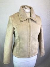 Jennyfer Faux Suede Jacket, Beige Size M With Fleece Lining Jny Coat