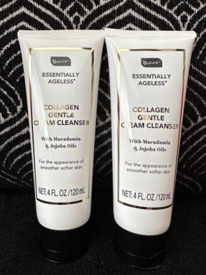 2pk B PURE COLLAGEN CREAM FACIAL CLEANSER MACADAMIA JOJOBA SMOOTH SOFTER SKIN