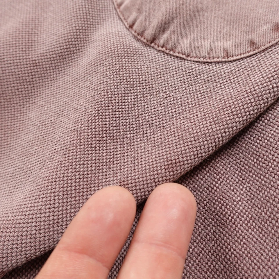 Woolrich Sweater Mens M Red Purple Pullover Elbow Patch Zip Sweatshirt Jacket - Image 3 of 4