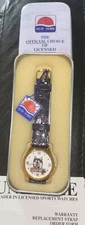 Vintage SUN TIME Washington HUSKIES Gold Tone  Rotating "W" Watch Leather NEW!