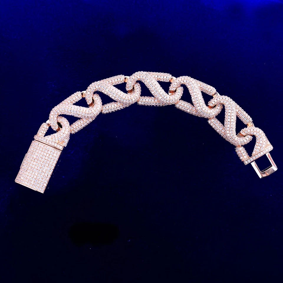 5AAA+ CZ Ice Out Hop Hip Miami Cuban Link Bracelet 24k Real Gold Plated 7-9Inch - Image 4 of 4