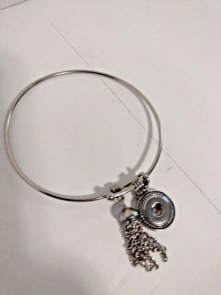 PULSERA BRAZALETE ALAMBRE PLATA JENGIBRE A PRESIÓN "PEQUEÑO" PARA BROCHES DE PRESIÓN Foto 2 de 3