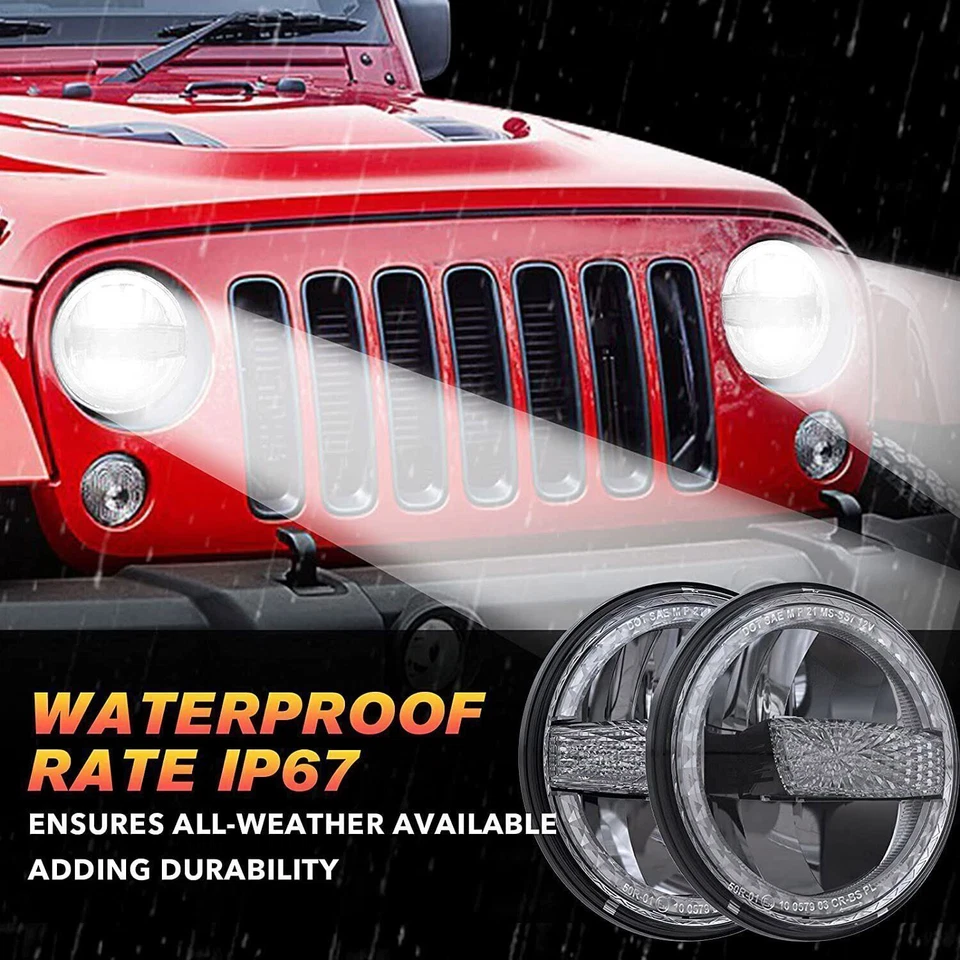 Combo de faros LED negros de 7" + luces antiniebla de 4" para Jeep Wrangler JK 2007-2018 Foto 4 de 4