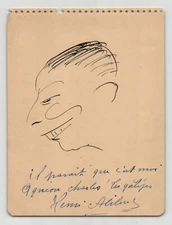Henri Allibert dit Alibert - Autoportrait avec dédicace autographe signée