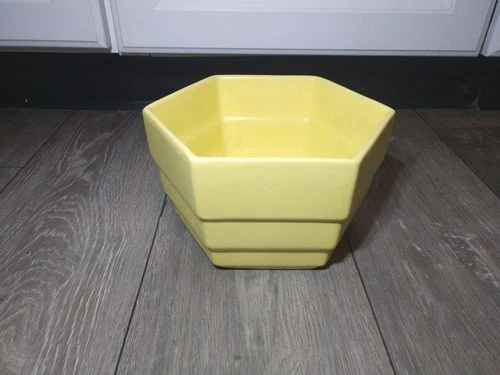 Vintage Royal Haeger 141 - Yellow Hexagonal Tiered Ceramic Planter Bowl