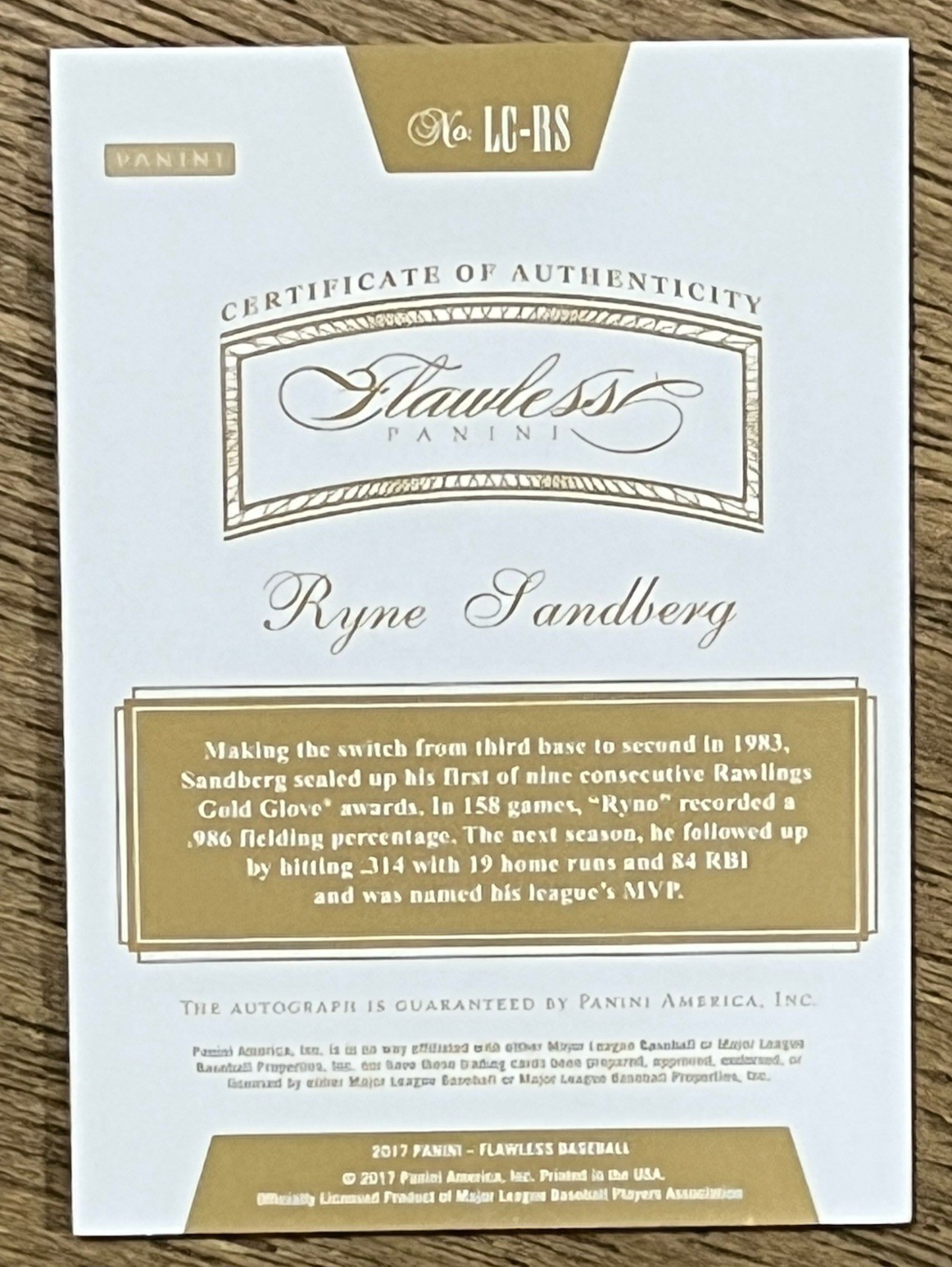 2017 Panini Flawless Ryne Sandberg Sapphire /15 Ryno Sandberg Beginnings Auto view 2