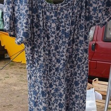 Damen Maxikleid lang blau/weiß Blumenmuster ...