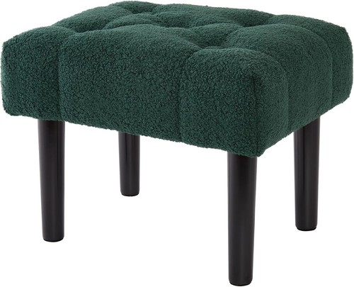 Dark Green Modern Ottoman Footrest with Storage and Wooden Legs - Versatile Use - Picture 11 of 11
